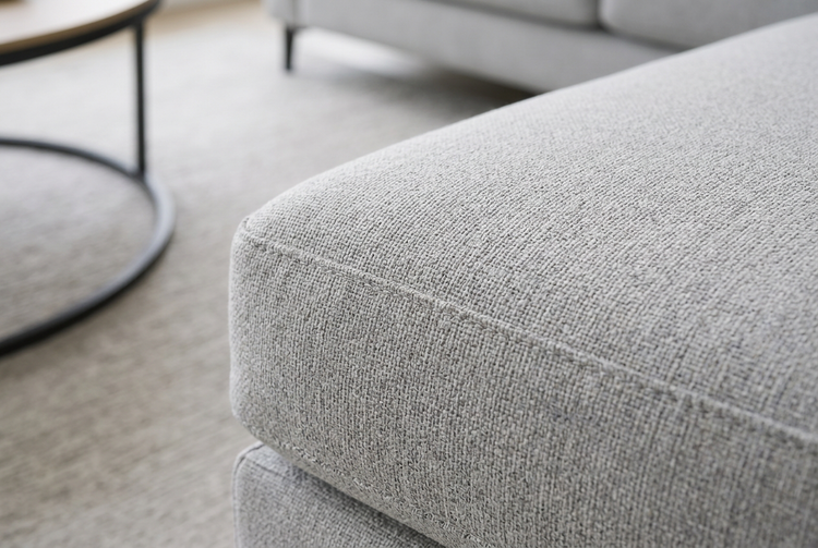 Close-up of the grey woven fabric