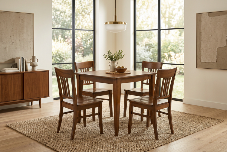 Brown dining set in a dining room
