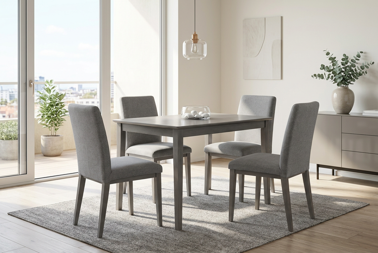 Grey dining set in a dining room